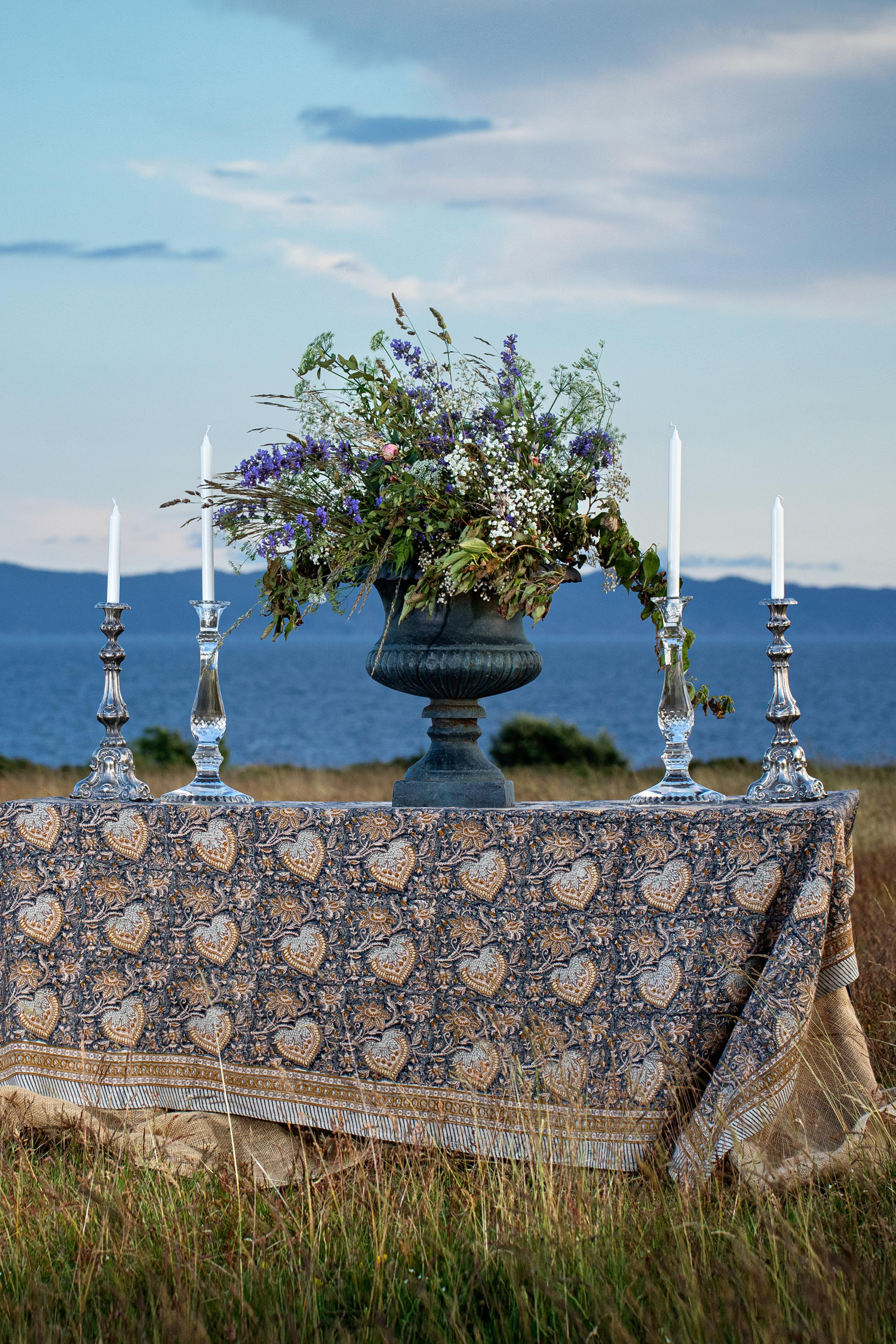 Linneduk | Oriental | Marinblå | 170x270 - 5