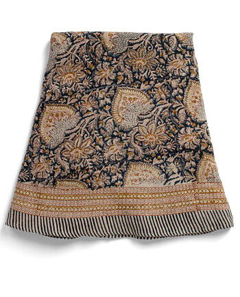 Linneduk | Oriental Rund | Marinblå | 220 cm