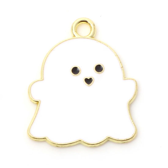 Charm   Enameld white ghost halloween