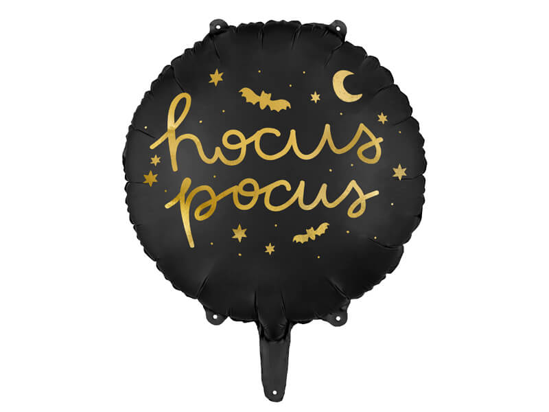 Folieballong med texten "Hocus Pocus" 