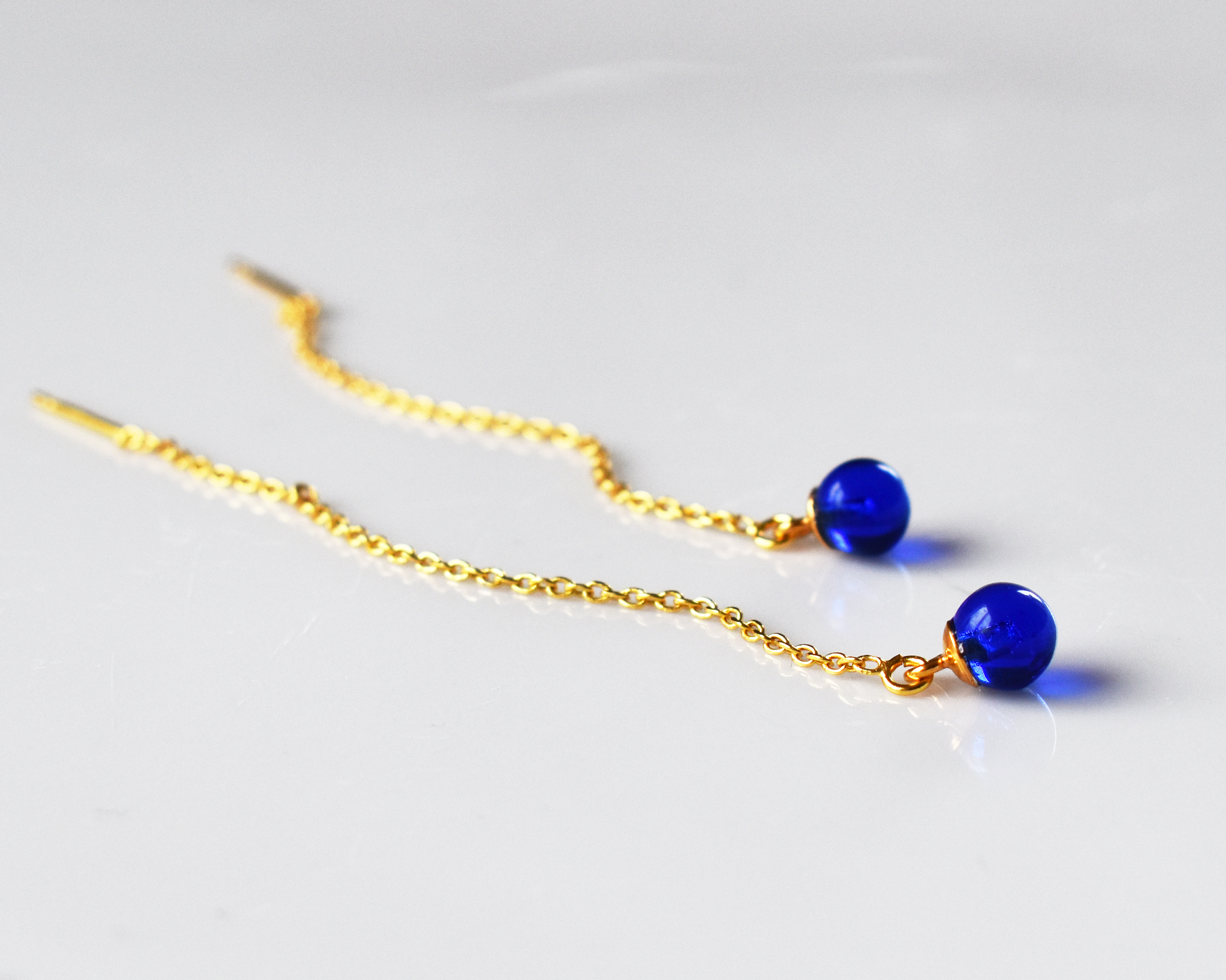 SVALÖ MIDNIGHT - blue earrings chain gold plated - 2