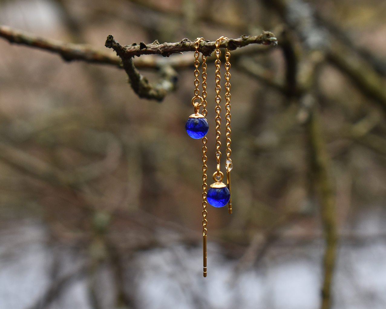SVALÖ MIDNIGHT - blue earrings chain gold plated - 4