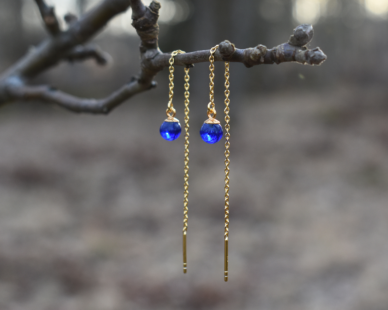 SVALÖ MIDNIGHT - blue earrings chain gold plated