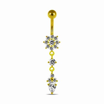 Guldfärgad navelpiercing med glittrigt hänge