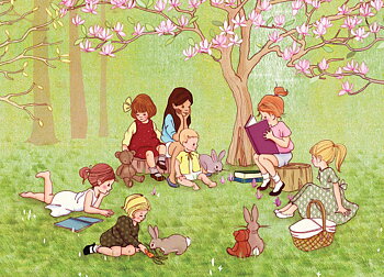 Belle & Boo : Reading Group - vykort