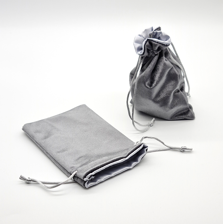 Velvet Zippered Pouch Light Grey