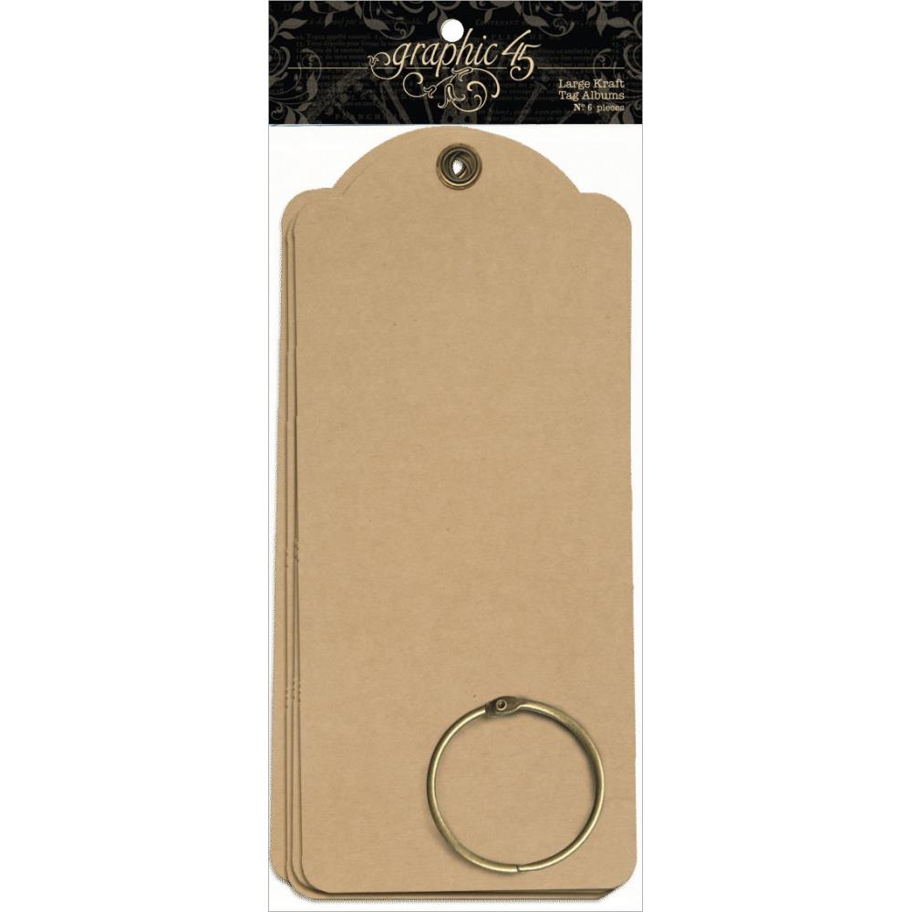  Graphic45 - Large tags - kraft, 6 st