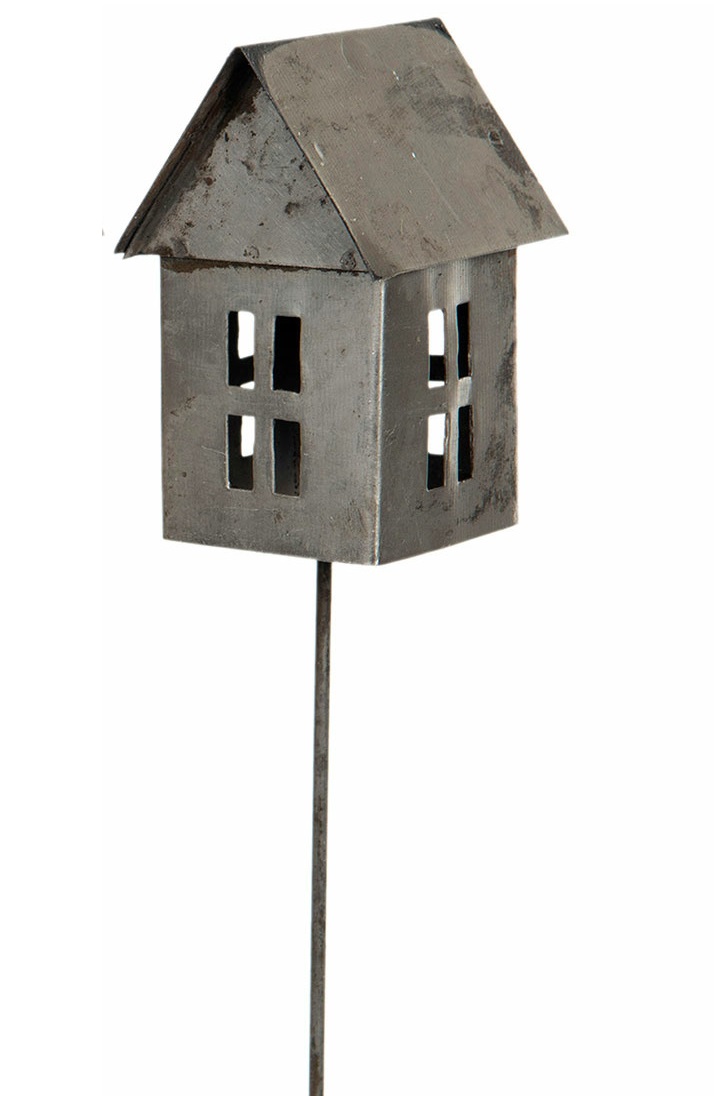 House - Tin house - Sticks - Grey - 7.5x4x30 cm - 2
