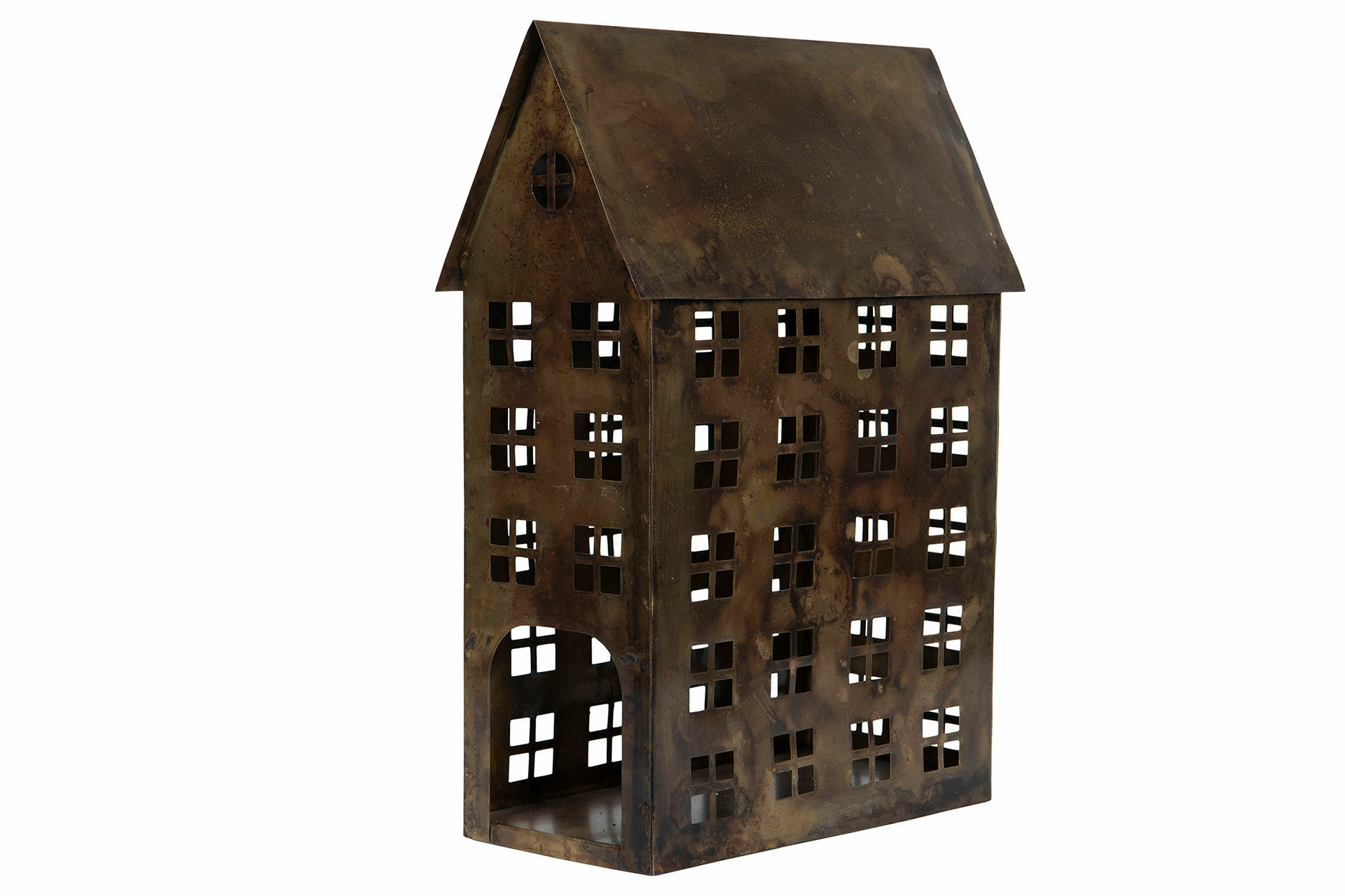 Hus Lykta - Plåthus - Brun - Hög - 30x14x45 cm  - 3