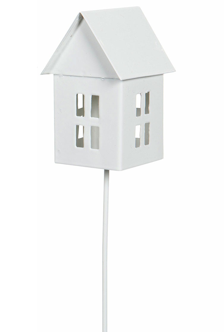 House - Tin house - Sticks - White - Narrow - 7.5x4x30 cm - 3