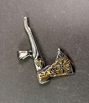 Viking Valknut Yxa hänge i Rostfritt stål och Guldplätering