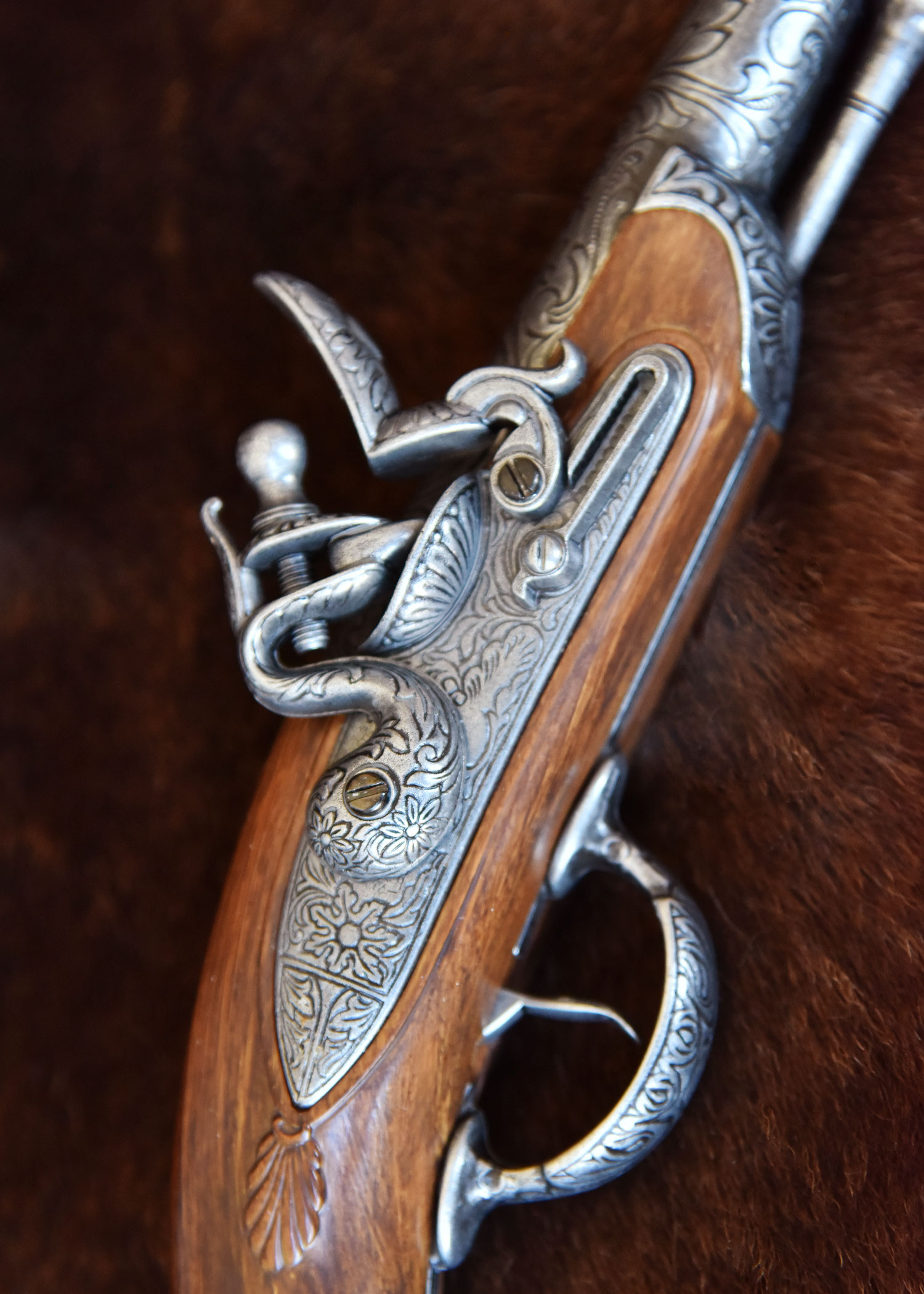 Engelska Lucknow pistol, 18th century, replika - Brun - 2