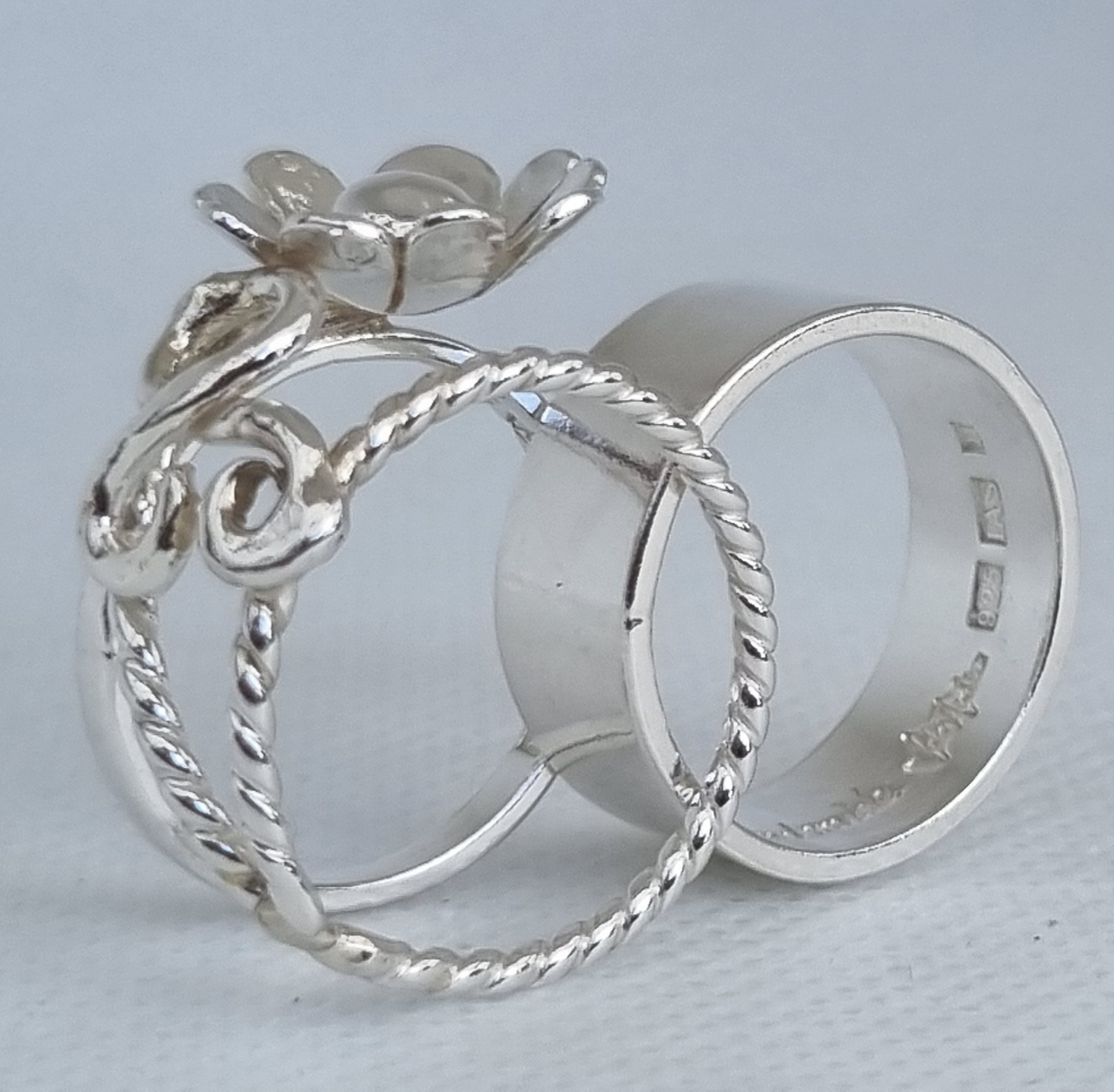 Unik bred silverring i 2 delar stl 18 - 2