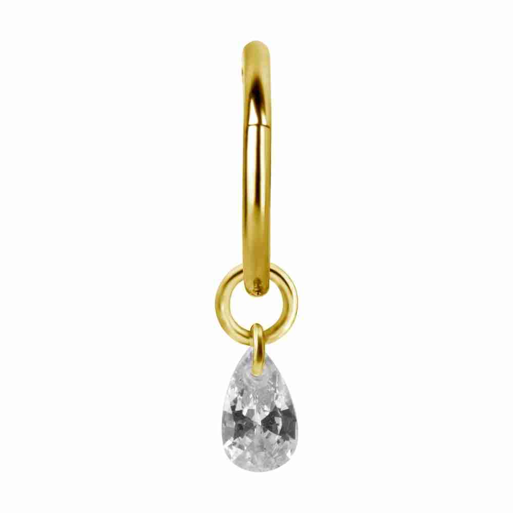 Hängsmycke till clicker - kristalldroppe charm - guld PVD