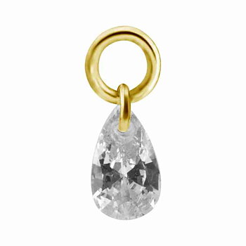 Hängsmycke till clicker - kristalldroppe charm - guld PVD