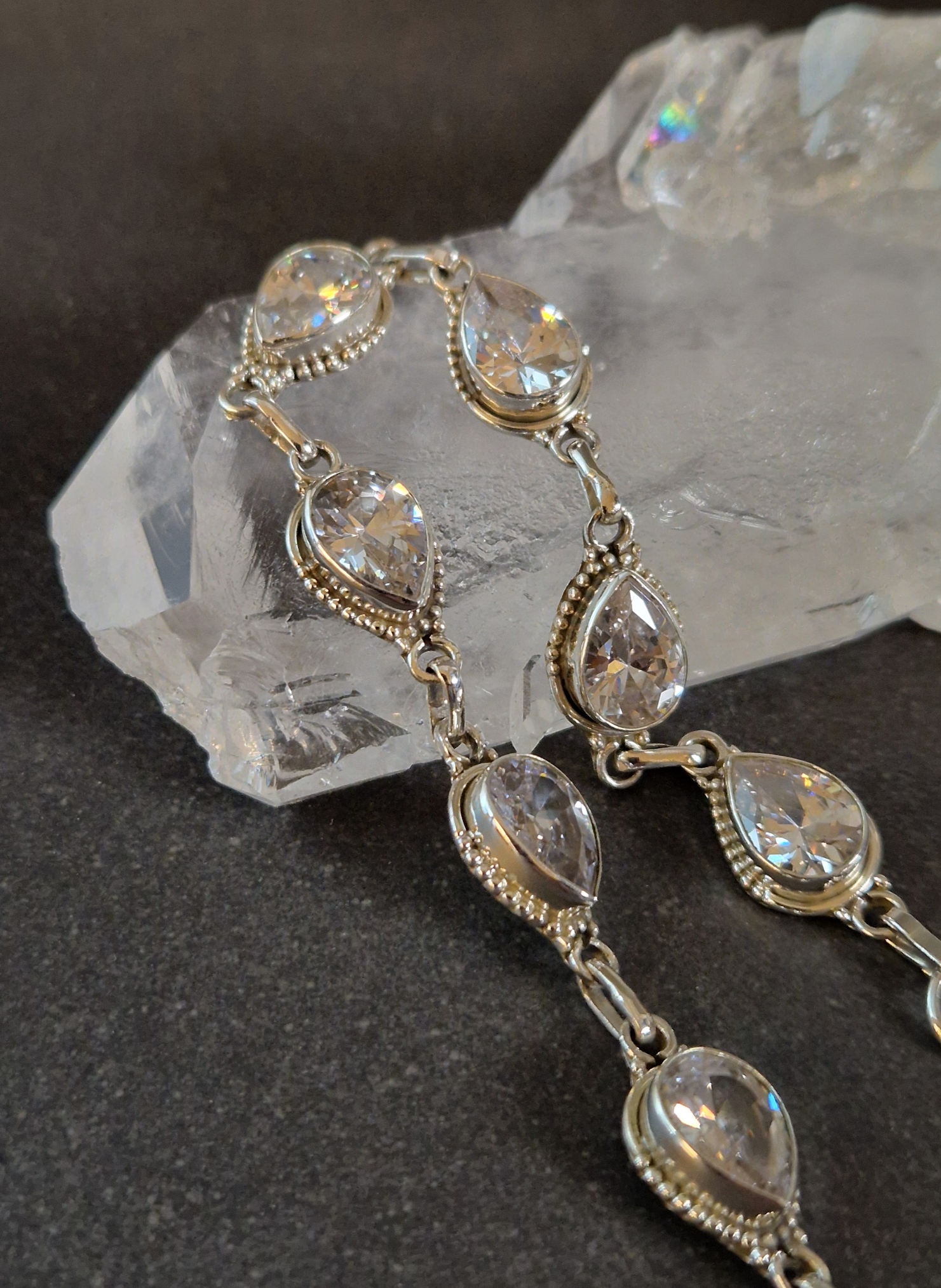 Silverarmband med fasetterad Bergkristall - 2