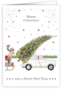 Car with Christmas Tree, Greeting Card