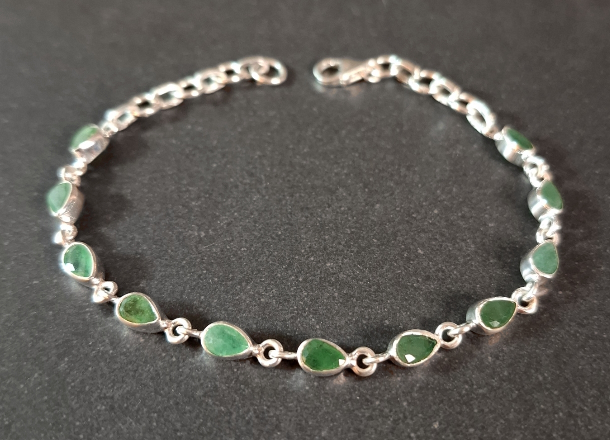 Silverarmband med Smaragd - 3