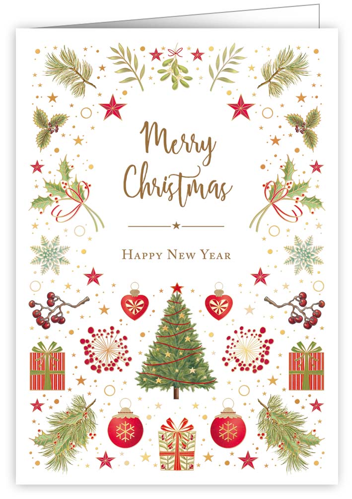 Christmas Tree and Ornaments , Greeting Card