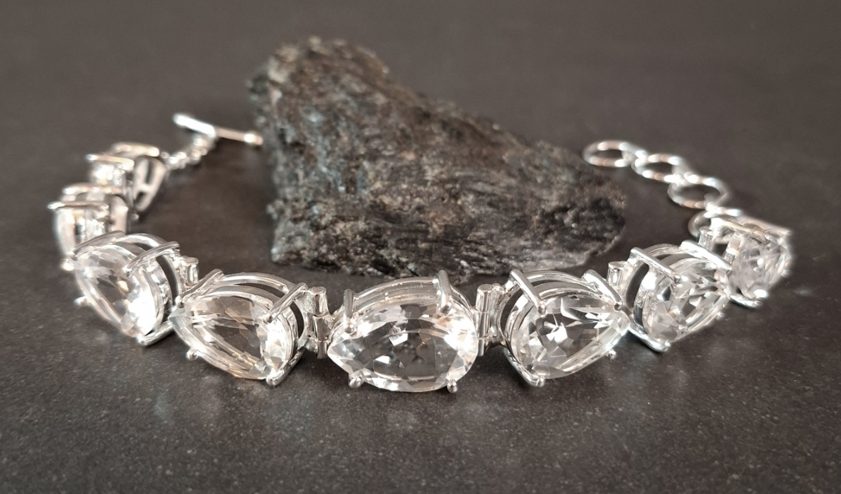 Silverarmband med Bergkristall - Droppe