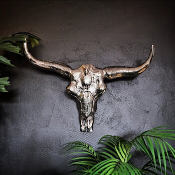 Väggdekoration buffalo skull - Silver Metal