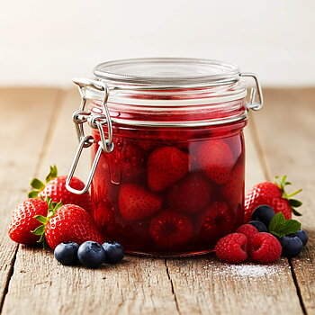 Konserveringsburk 0,2 liter i glas med patentlock och silikonring. 