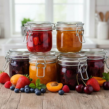 Konserveringsburk 0,2 liter i glas med patentlock och silikonring. 