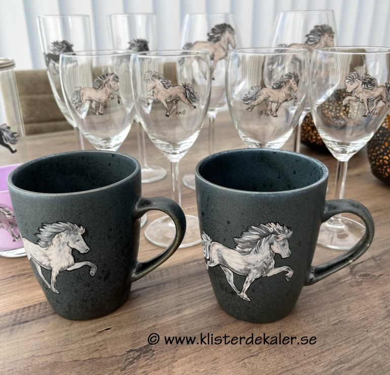 Mugg handmålad Islandshäst. Sandvit - 2