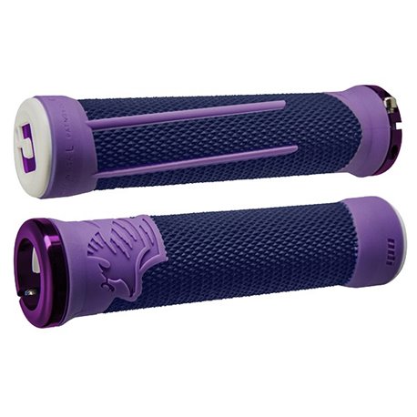ODI AG-2 Signature V2.1 Lock-On Grips - Purple/Blue w/Purple Clamps