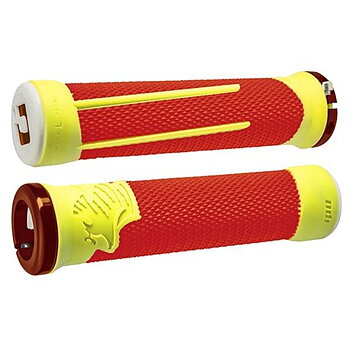 ODI AG-2 Signature V2.1 Lock-On Grips - Orange/Yellow w/Org Clamps