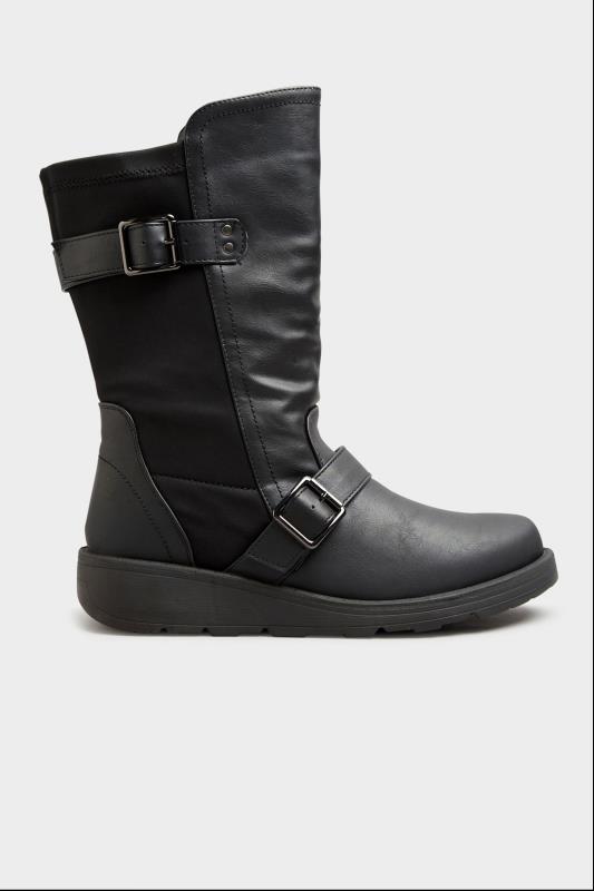 Boots med högt skaft och spännen, svart - 4
