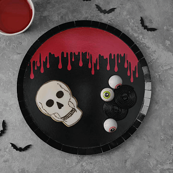 Papptallrikar Svarta Bloddroppar Halloween