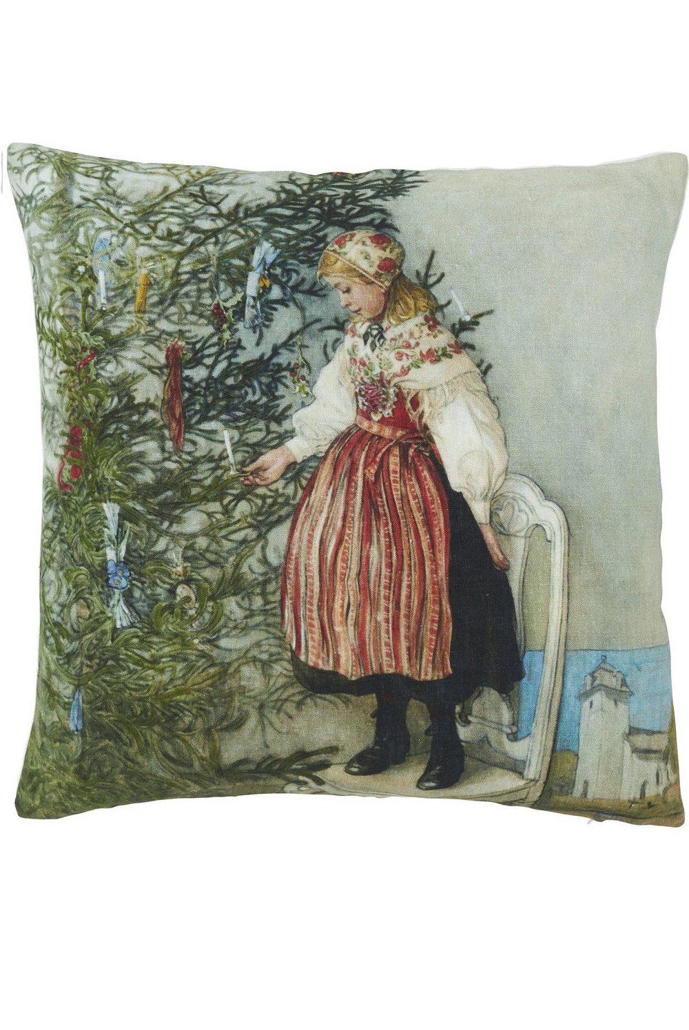 Cushion cover - Carl Larsson - Green - 100% Linen - 45x45 cm - Christmas tree - 2