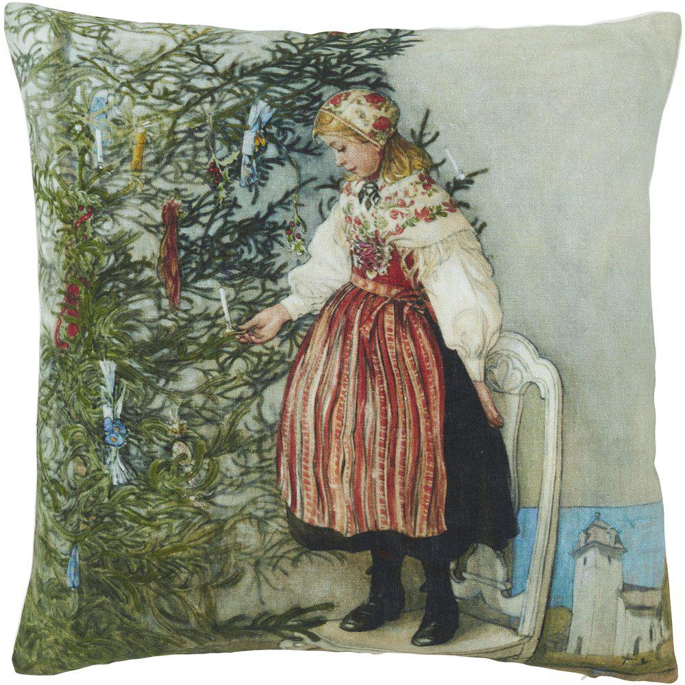 Cushion cover - Carl Larsson - Green - 100% Linen - 45x45 cm - Christmas tree - 4