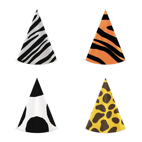 Partyhattar | 4-pack | Djur