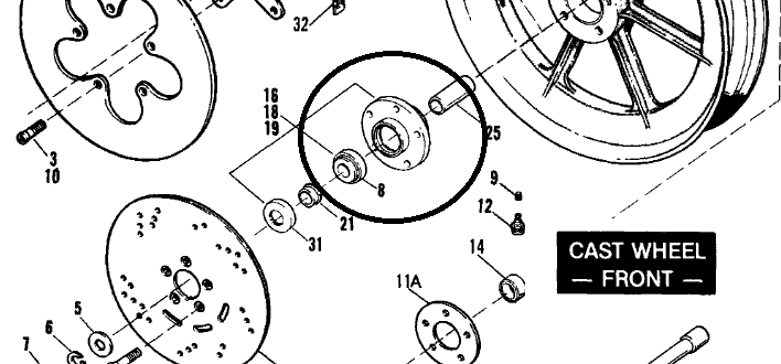 Bearing Housing Assy w/cast wheel FX 1974-77