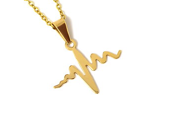 Guld EKG Halsband i Rostfritt Stål, Hjärtslag Hänge, Anatomi Accessoar, Vård Smycke