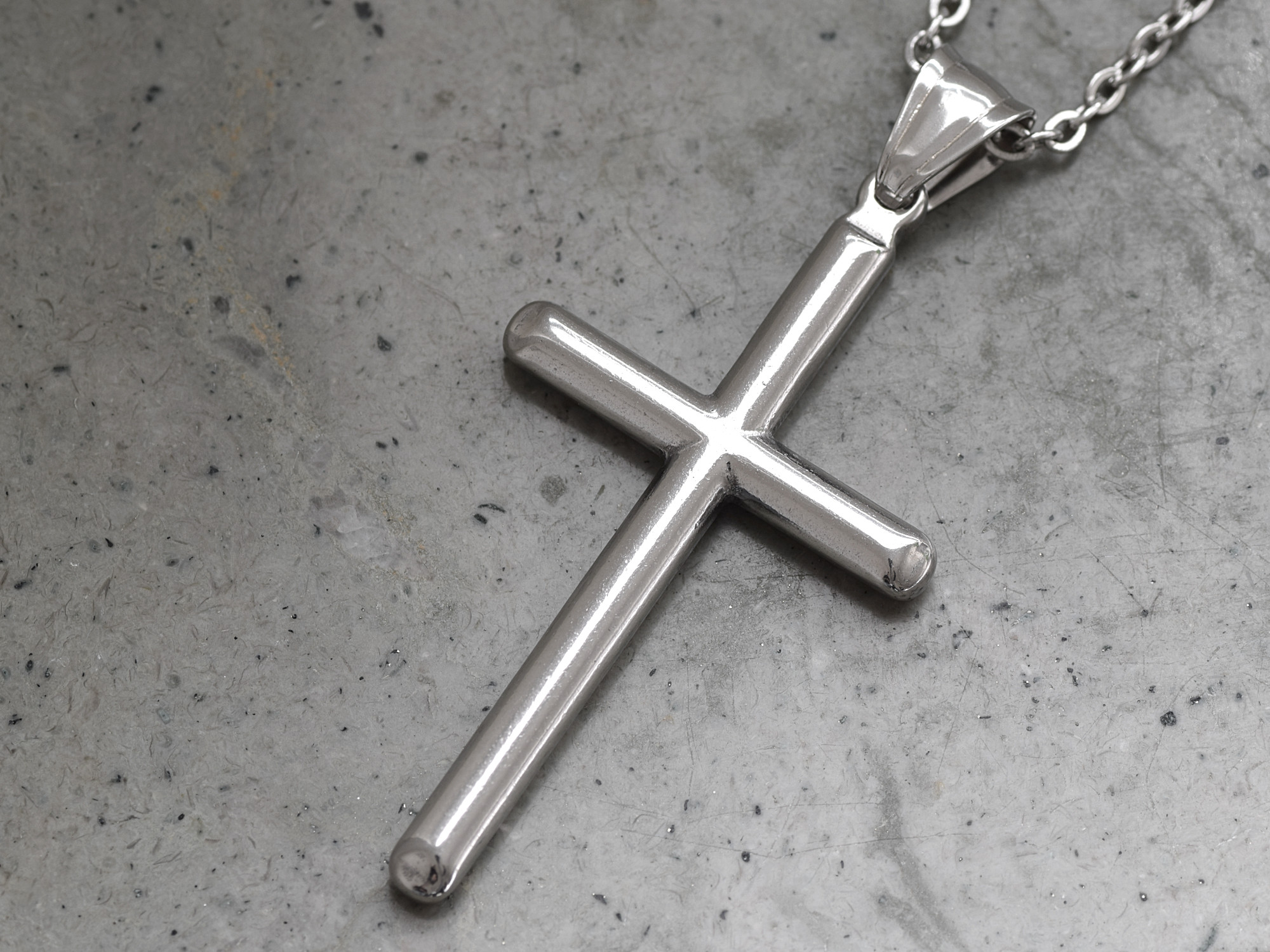 Stort Kors Halsband  i Rostfritt Stål, Kristendom Hänge, Konfirmationsgåva Smycke - 3
