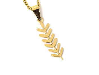 Löv Halsband i Rostfritt Stål Guld, Blad Hänge, Natur Smycke