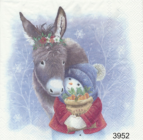 Snögubbe och åsnekompis
