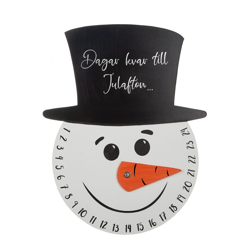 Snögubbe “Dagar kvar till jul” i trä vägghängd