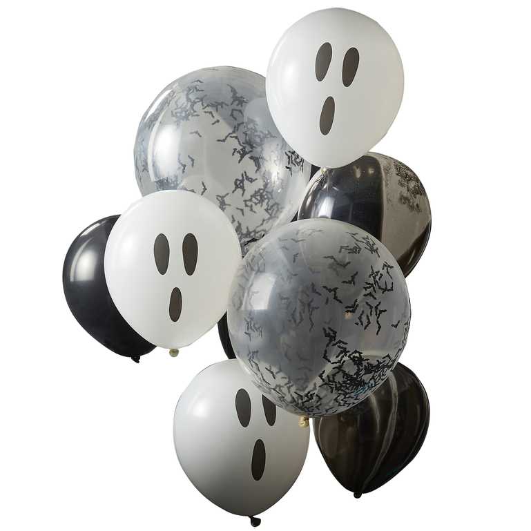 Halloween Ballongbukett Spöken, Konfetti & Marmor 9-pack - 3