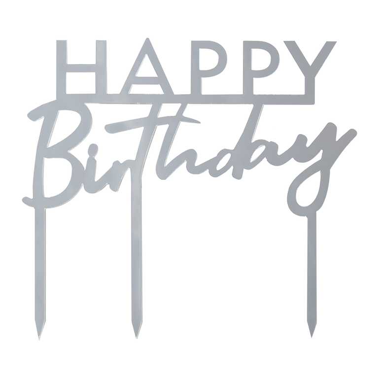 Tårtdekoration Happy Birthday Silver - 2