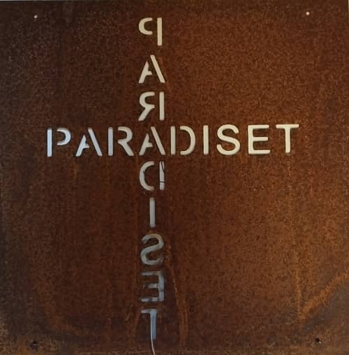 Paradiset, utsmyckning i armeringsjärn, rost, upphängnings tråd ingår