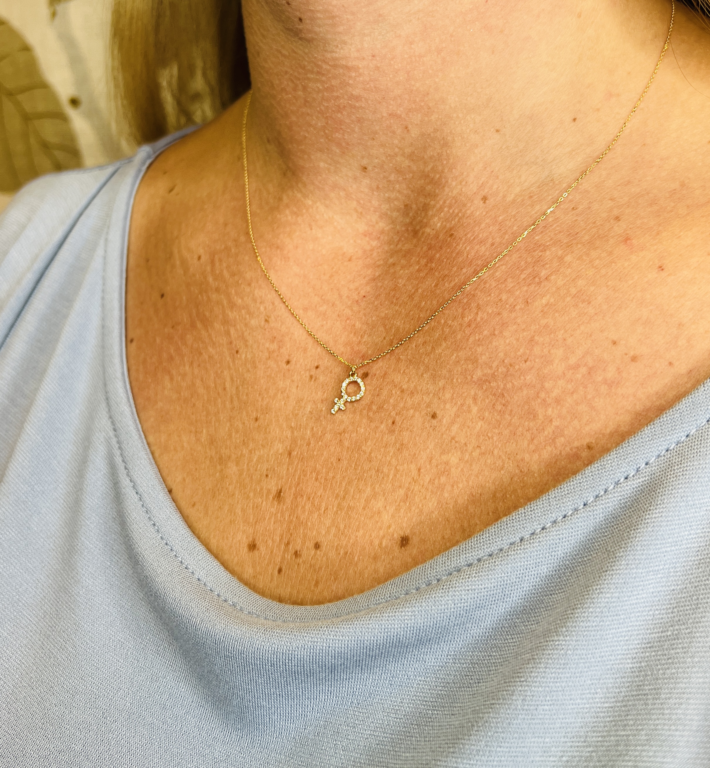 Women's Symbol Gold Necklace CZ - 2