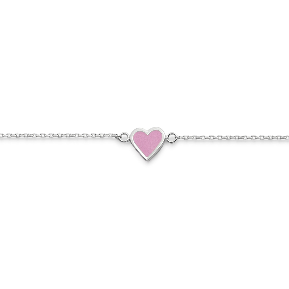 Silverarmband med rosa hjärta