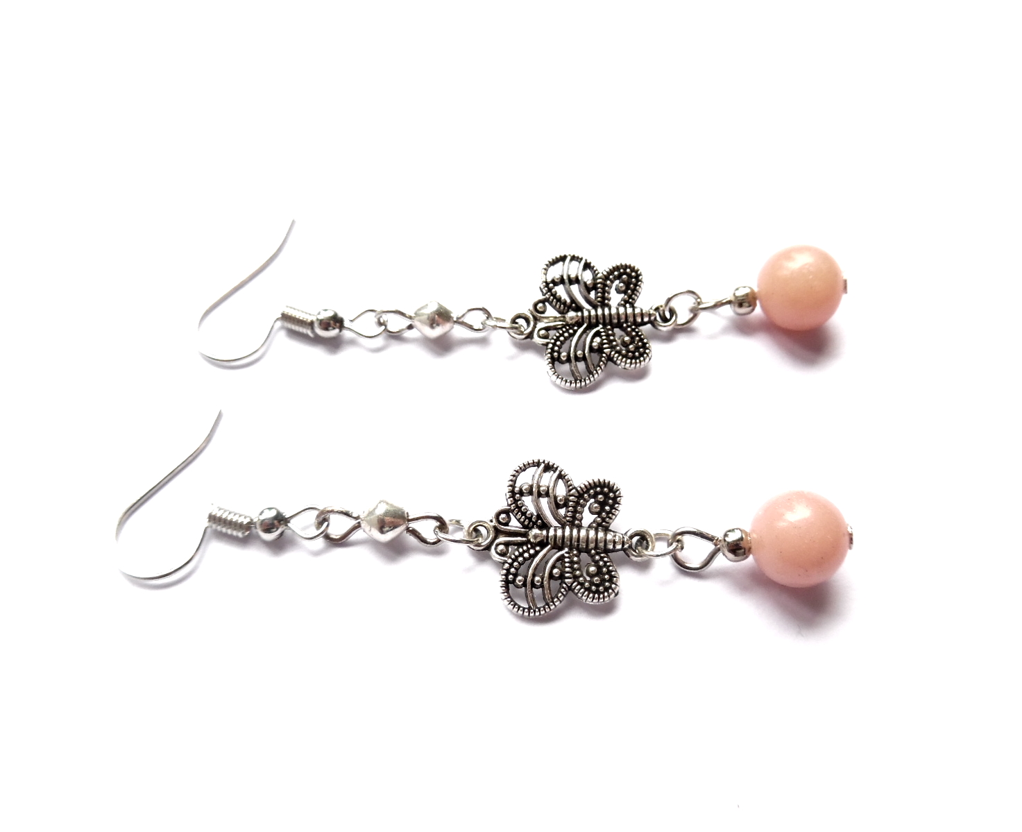 Örhängen med rosa opal