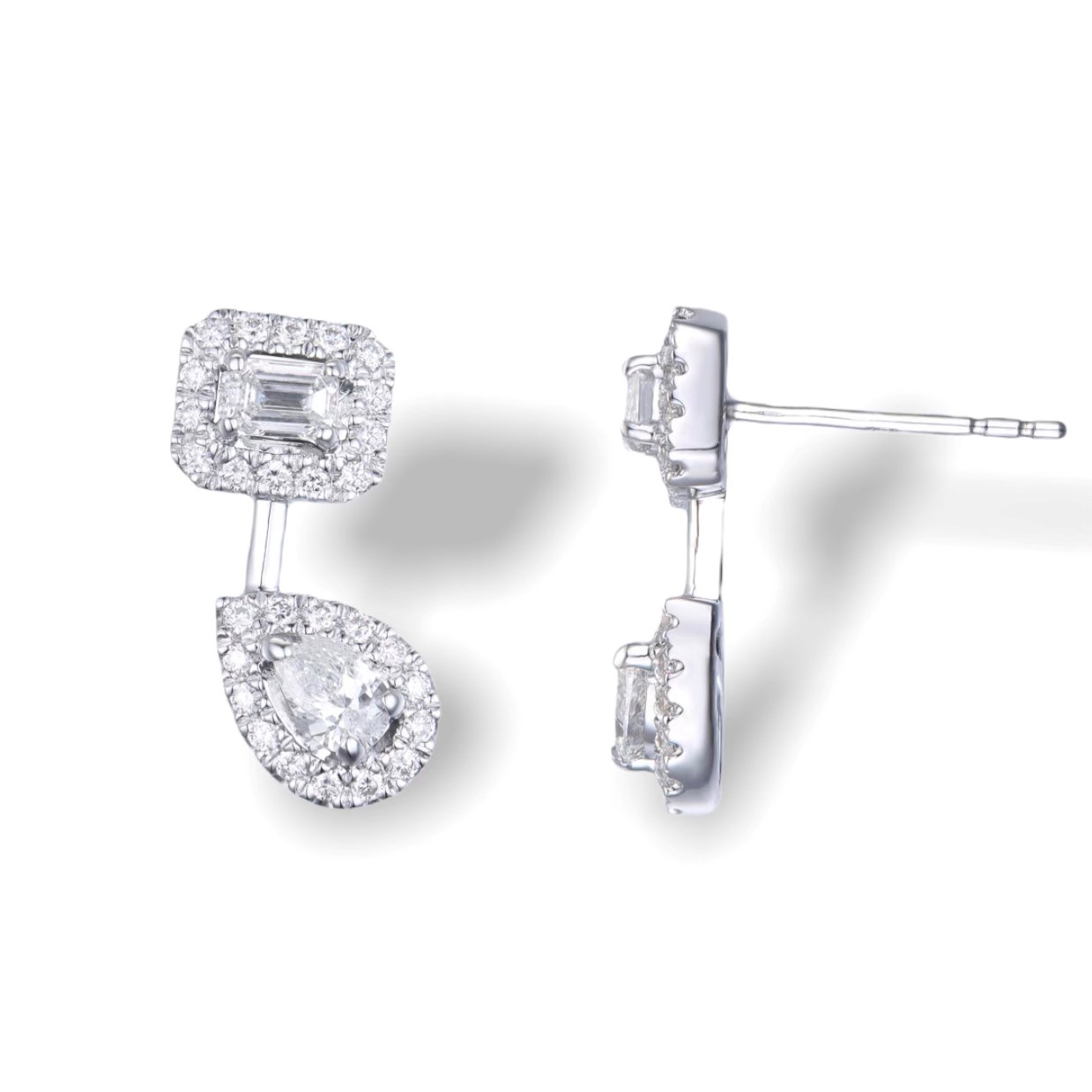 DIAMOND BAGUETTE PEAR EARRINGS