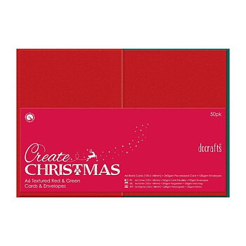 Kort och kuvert, 50st, A6, Gröna och röda, 240gsm/120gsm, Papermania