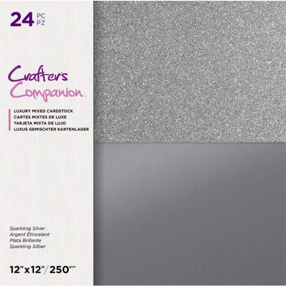 Sparkling Silver, 12"x12", 24ark, Mixad Cardstockblock, Crafter's Companion